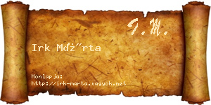 Irk Márta névjegykártya